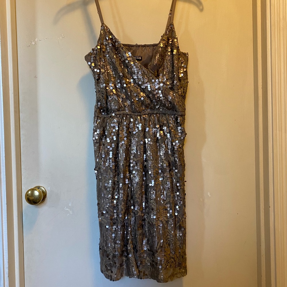 Express taupe sequin dress never worn